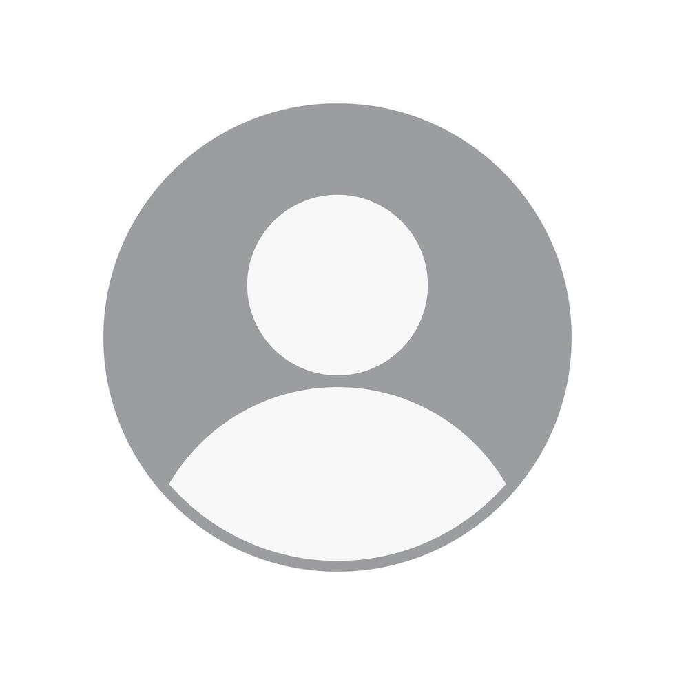 User profile icon simple flat grey round shape . Social media profile picture symbol. User account dp symbol isolated on a transparent background, illustration. vector