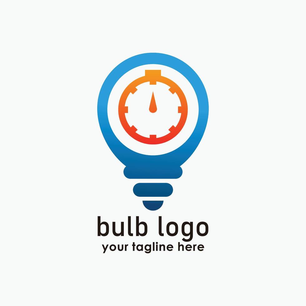 bulb and clock logo concept, smart time logos, digital icon design vector