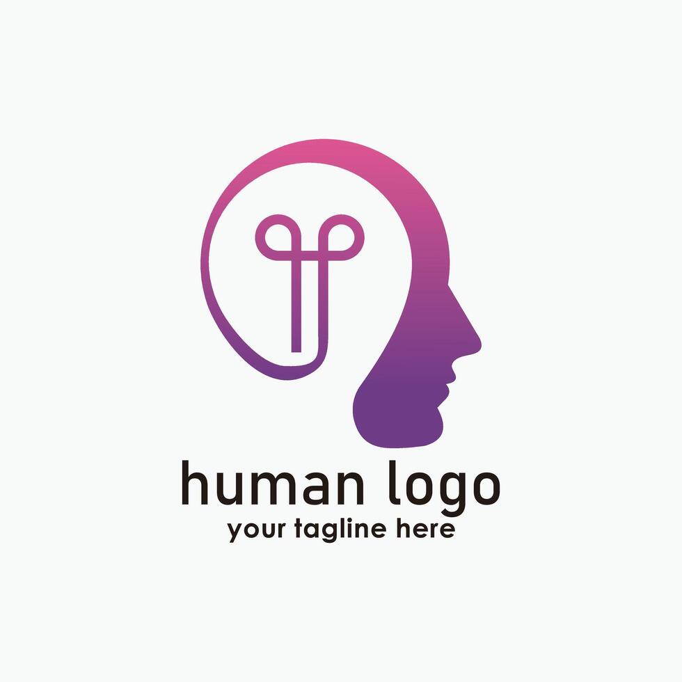 human and bulb logo design concept, smart logos icon , technology logos vector