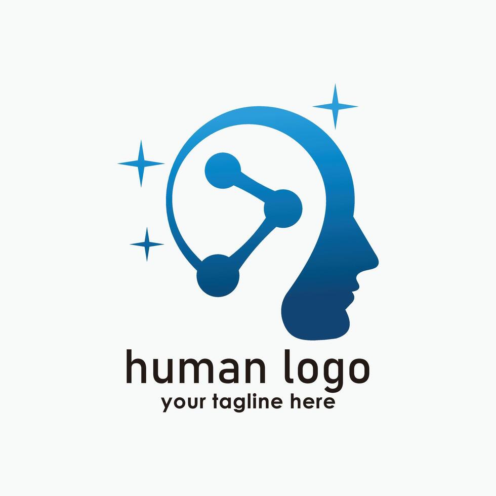 human and digital logo concept, smart people logo template, education technology icon design vector