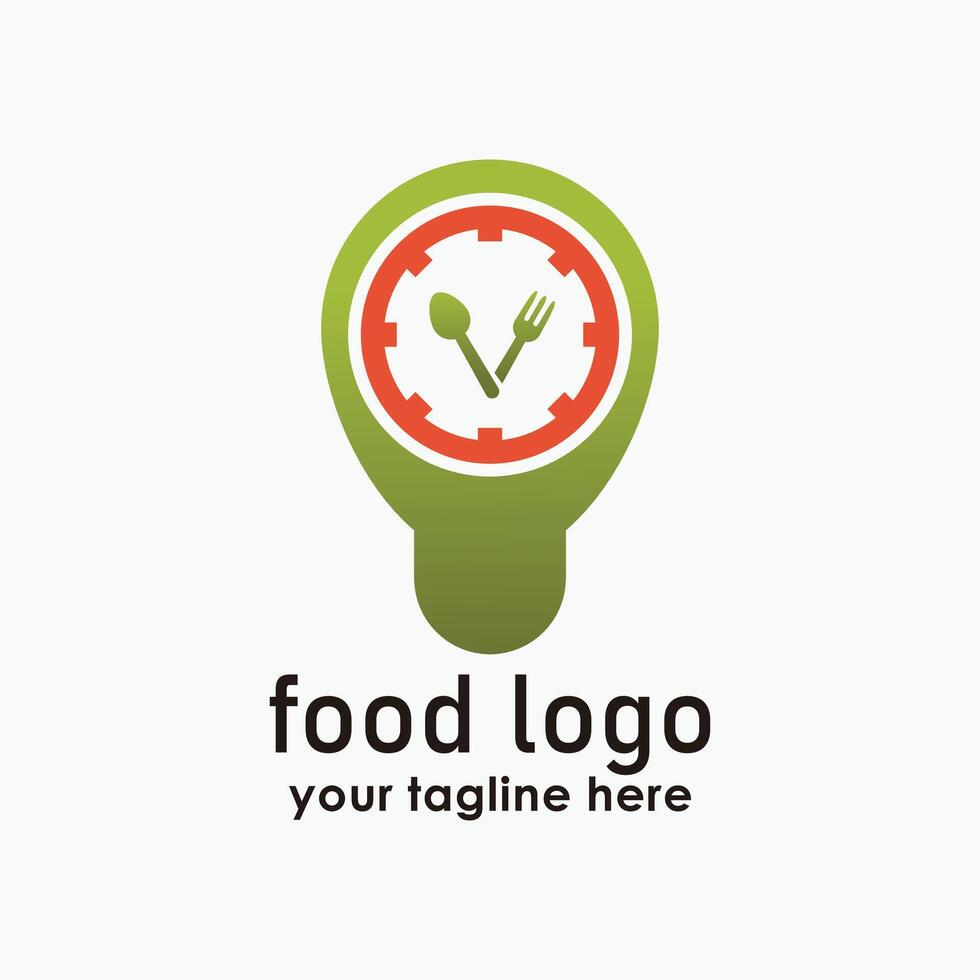 time and food logo concept, food timing logo design template, restaurant icon design vector