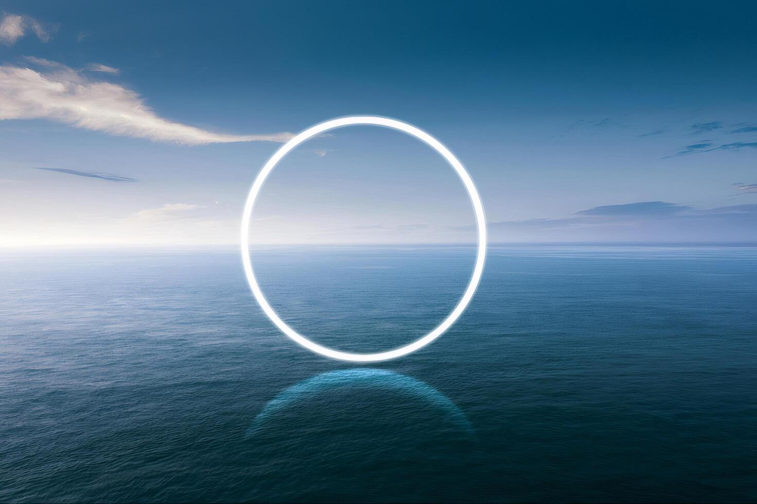 Serene Ocean Horizon with Minimalist Circle photo