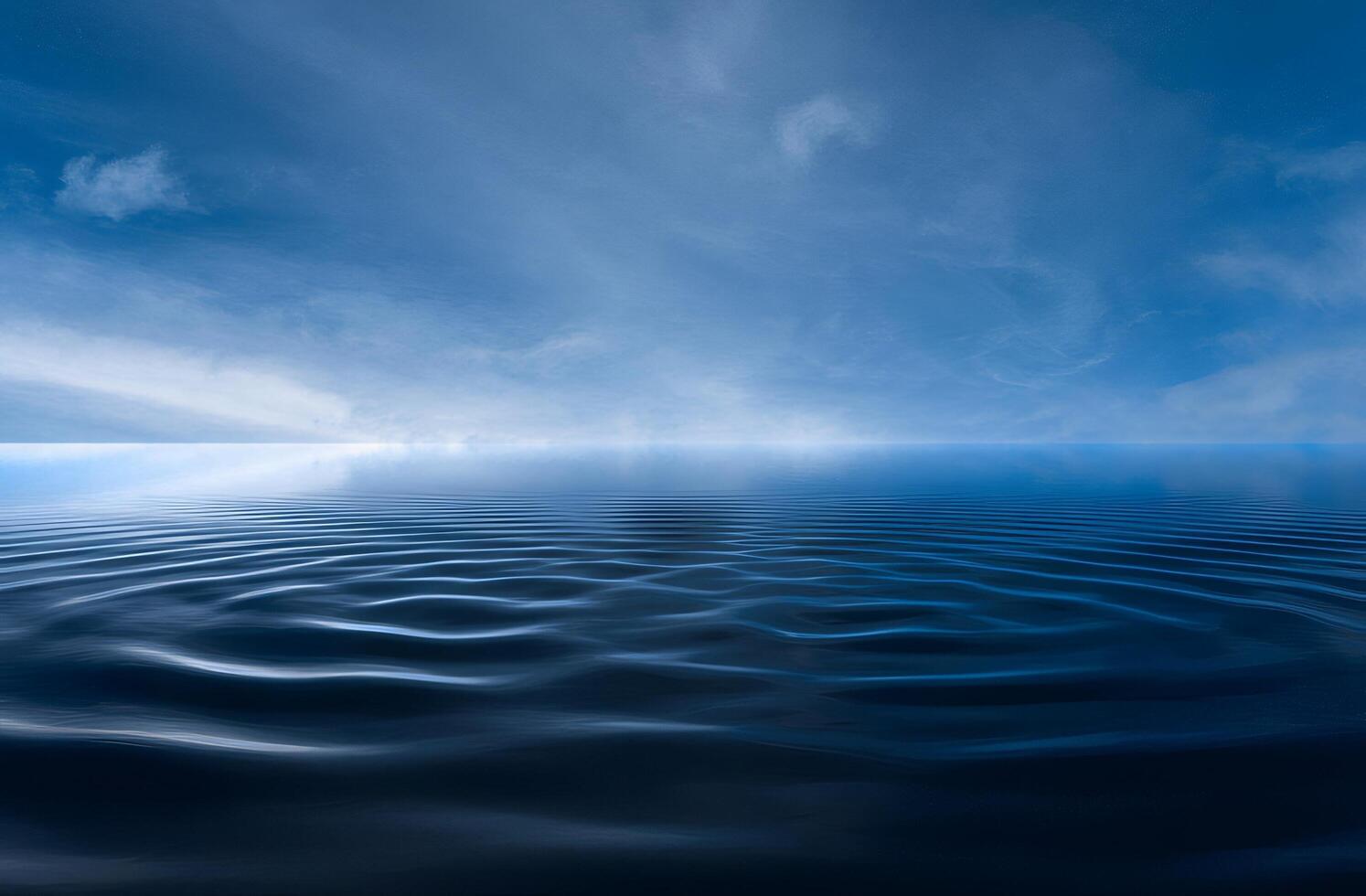 Dark Blue Night Ocean with Starry Sky photo