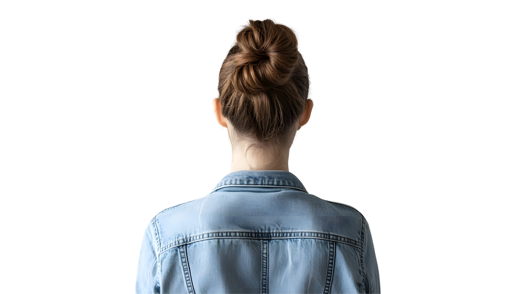 Rear view of a person with a bun hairstyle. png