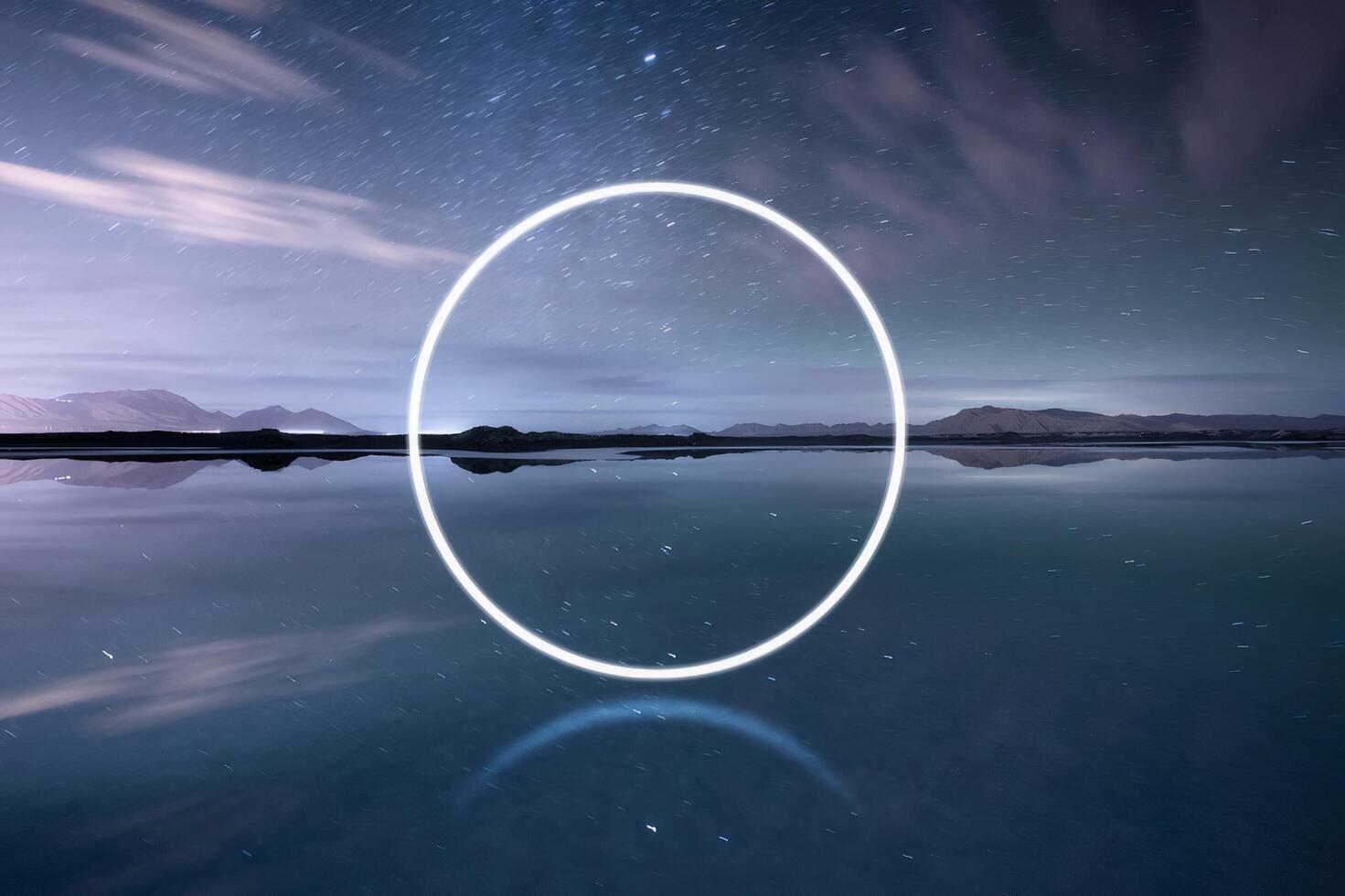 Serene Nightscape with Celestial Reflection photo
