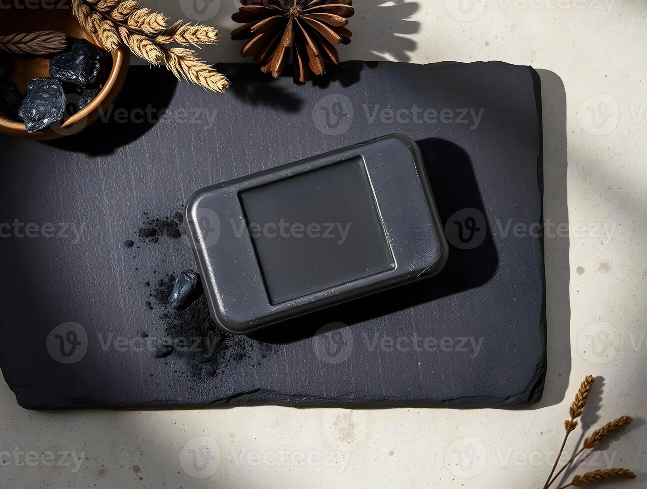 A black square with a black screen on it photo