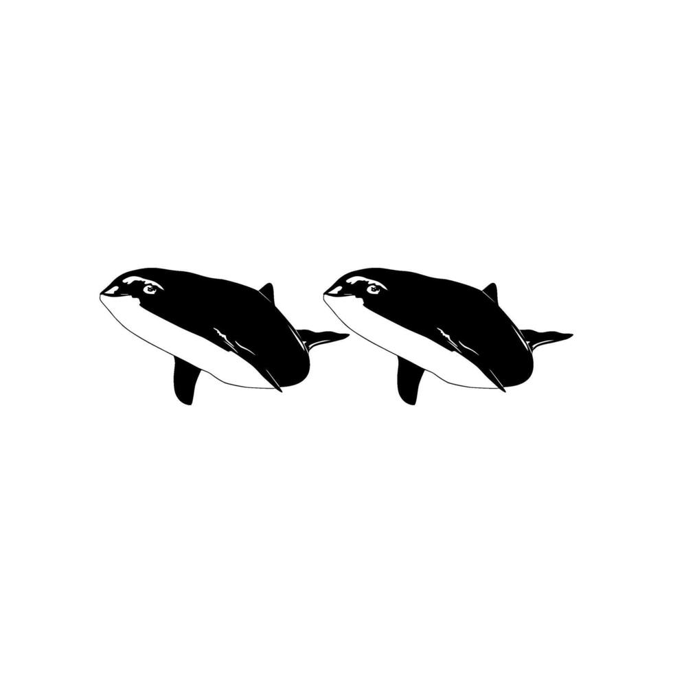 Pair Whale Silhouette, Flat Style, can use for Logo Gram, Apps, Pictogram, Ecology Poster, or Graphic Design Element. vector