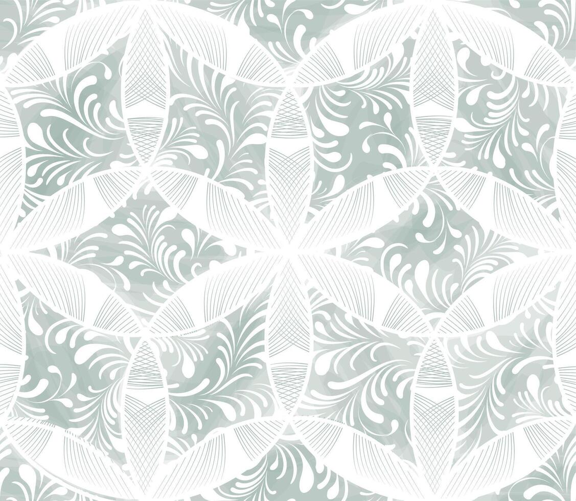 Floral arabesque line winter snow lace seamless pattern. Abstract ornamental flourish leaves texture. Artistic organic shape geometric winter white holiday decor vector