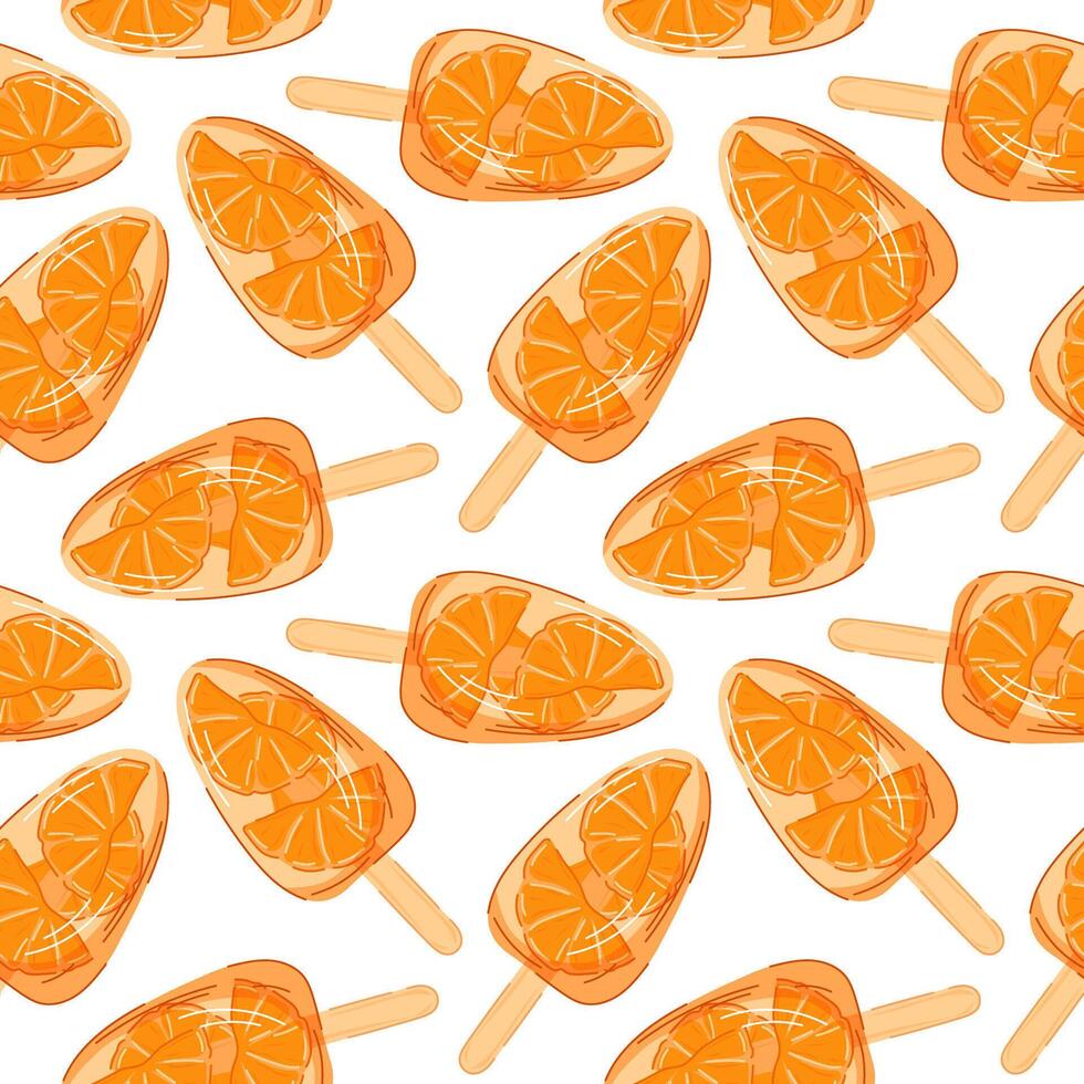 Colorful orange popsicles on a white background vector