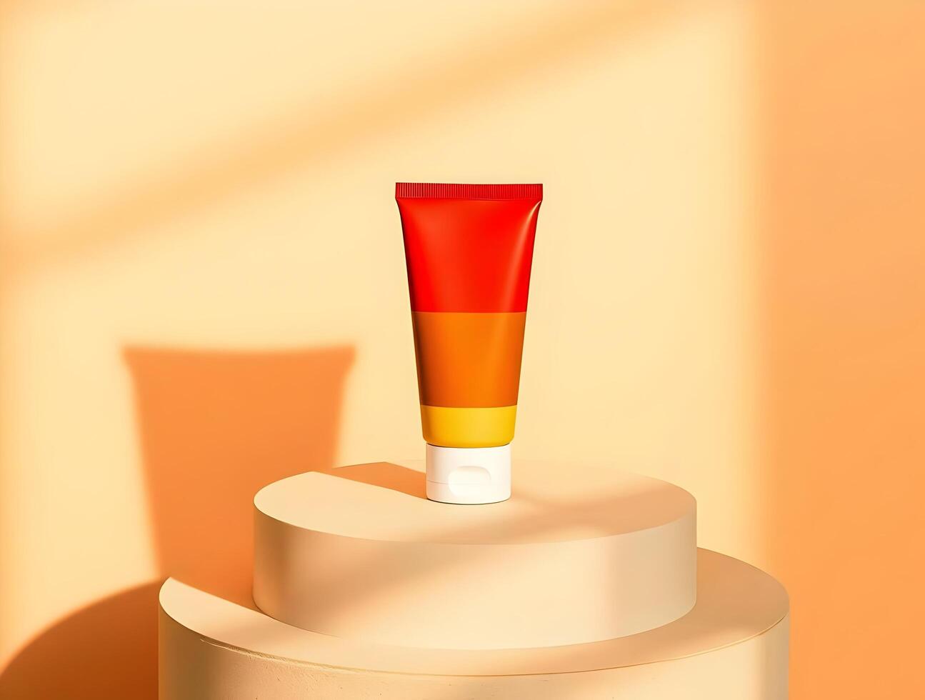 A tube of sunscreen on a pedestal photo