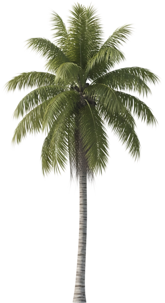 A full view of a coconut palm tree. png