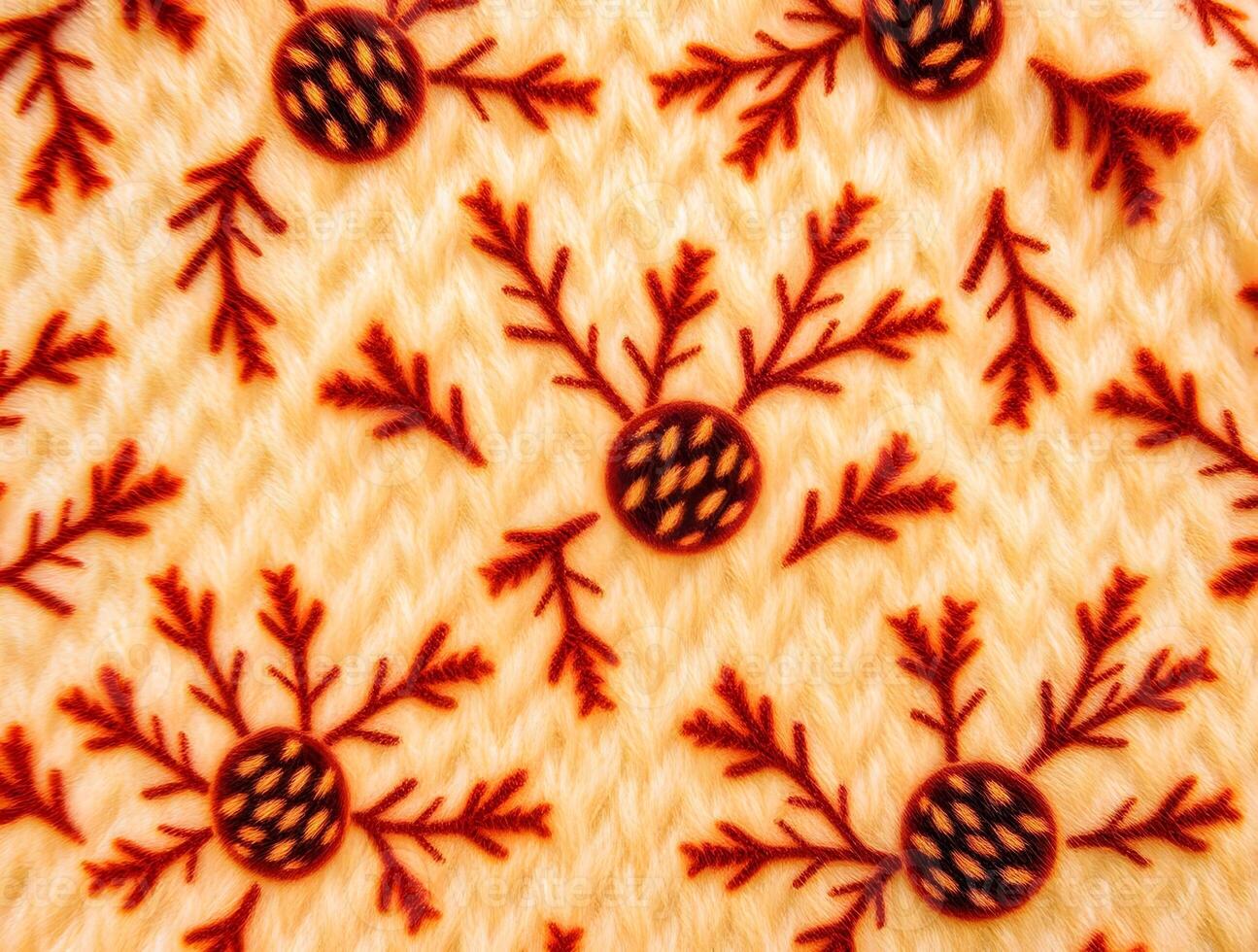 Cream Rust Pinecone Winter Pattern Cozy Knit Texture Background photo