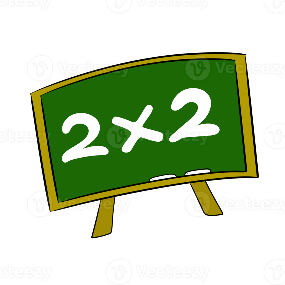 chalk board school education icons set, cartoon style, isolated on transparent background png