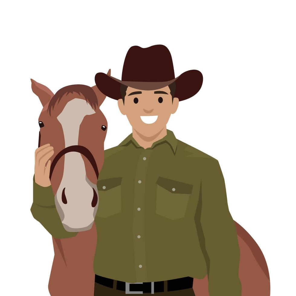 Cowboy with horse illustration vector
