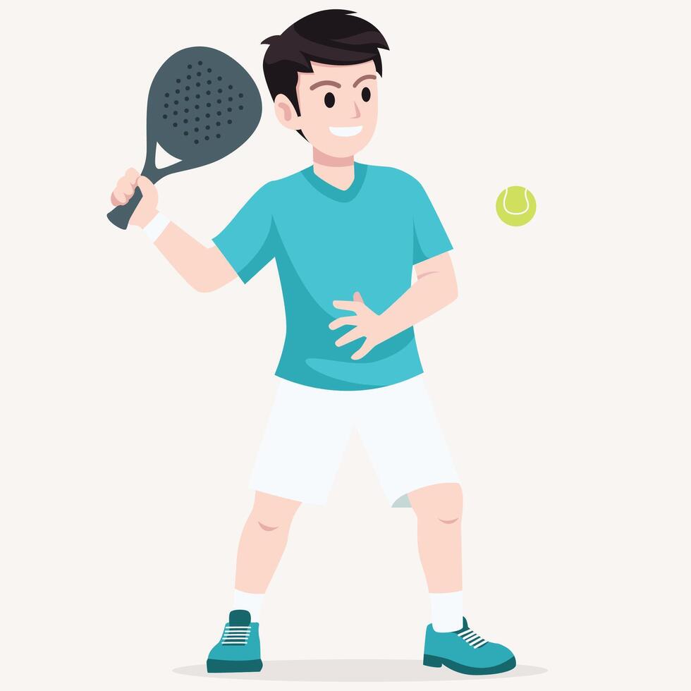 boy with tennis racket and ball vector