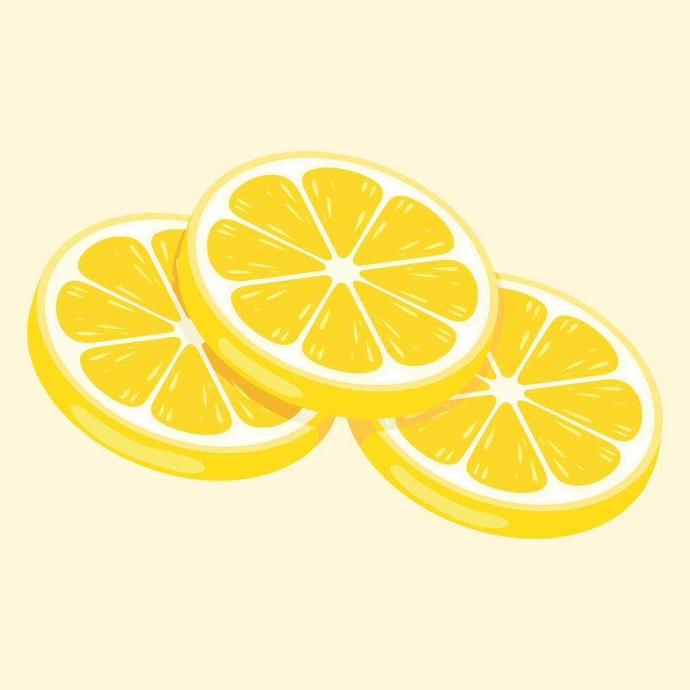Three slices of fresh lemon vector