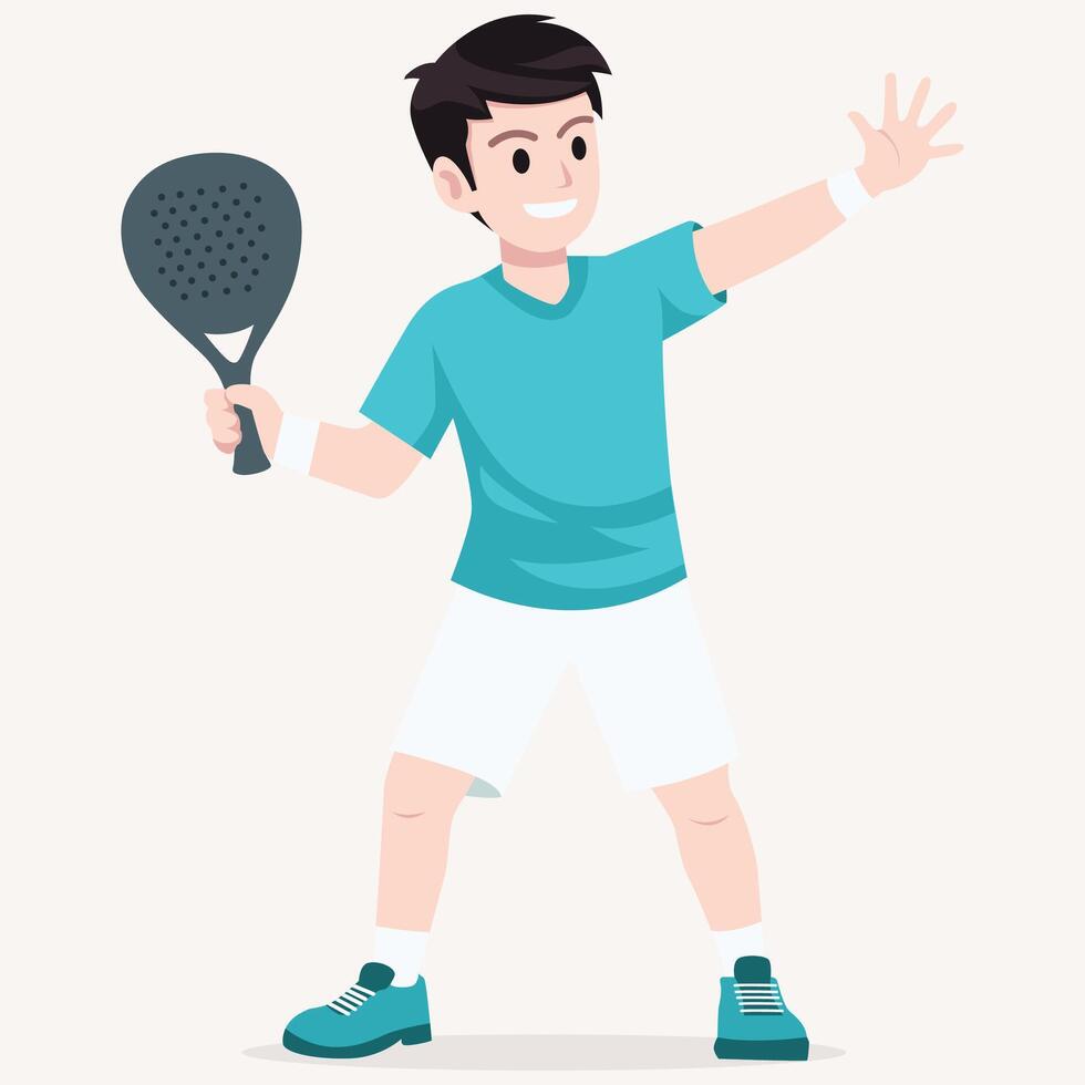 Boy playing tennis with a paddle vector