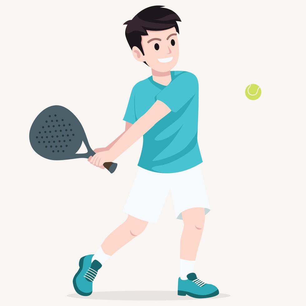 Boy playing tennis with a paddle vector
