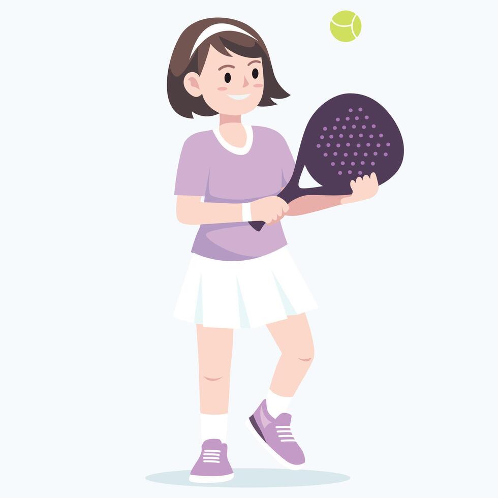 Girl playing tennis with racket vector