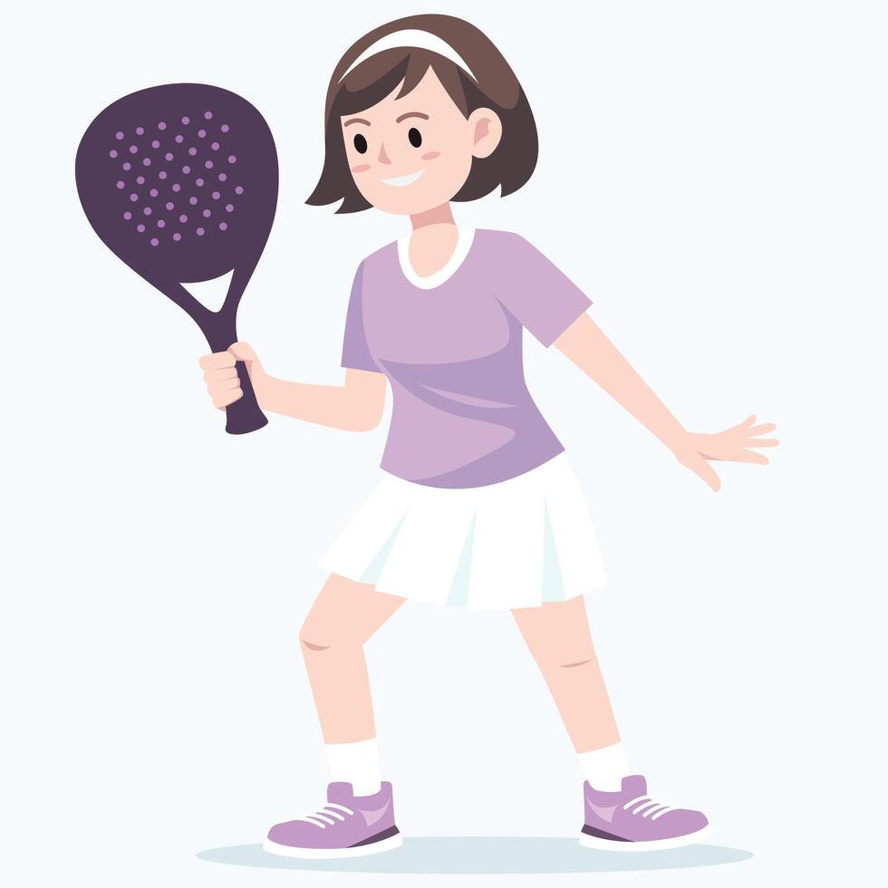 Girl with paddle tennis racket vector