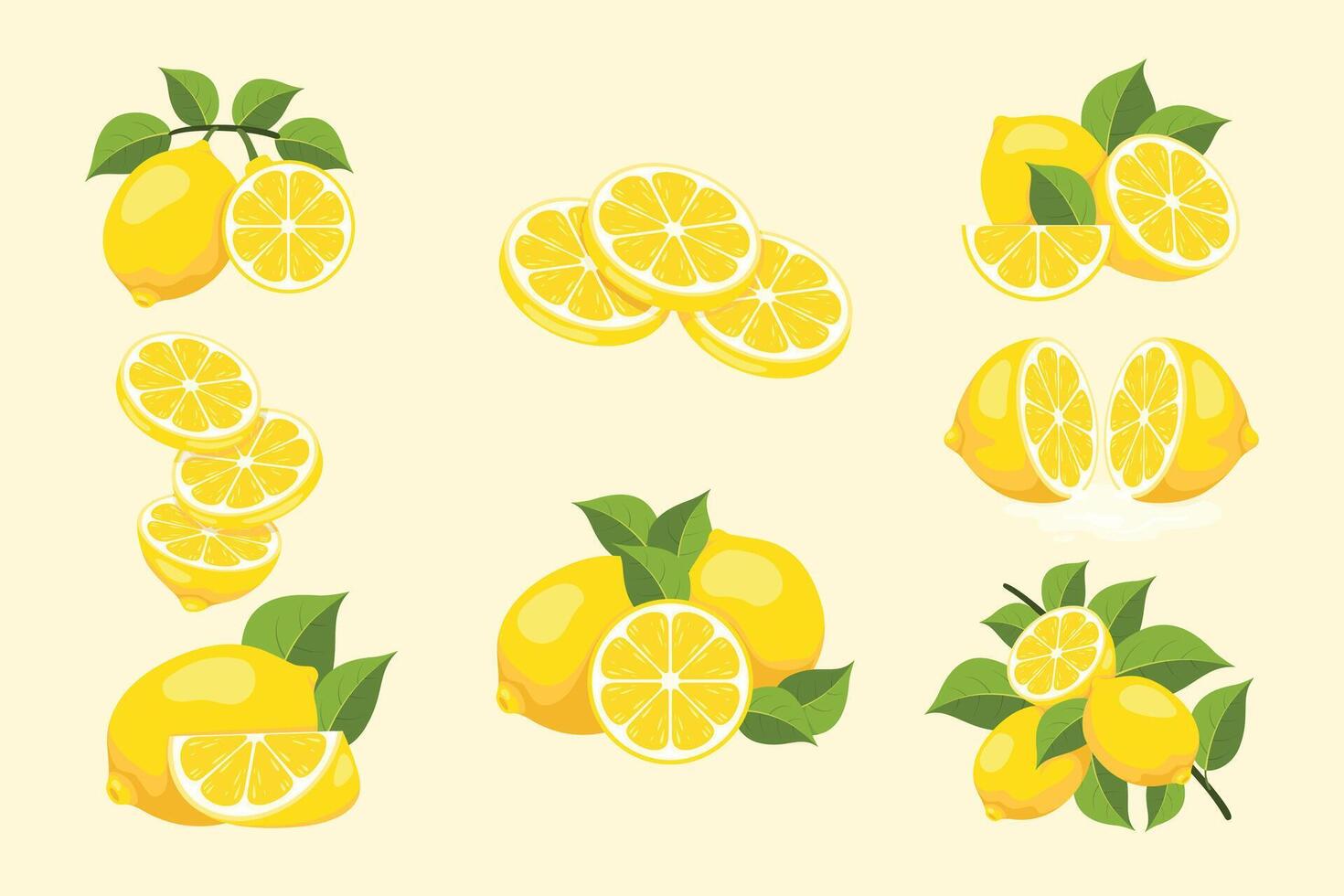 Collection of lemon illustrations vector