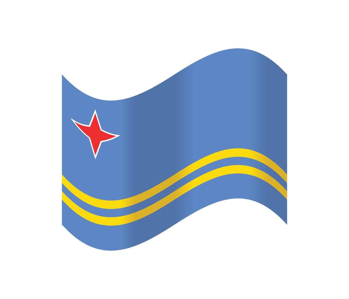 Aruba waving flag.Isolated flag of Aruba vector