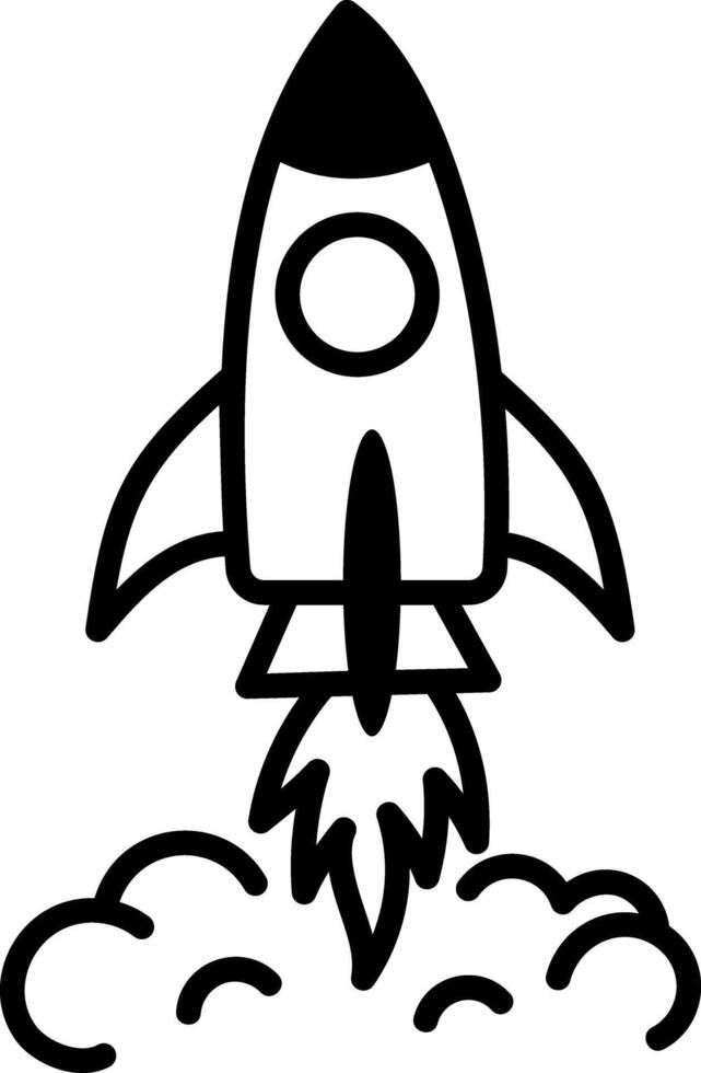 A hand drawn style icon showing a space rocket vector
