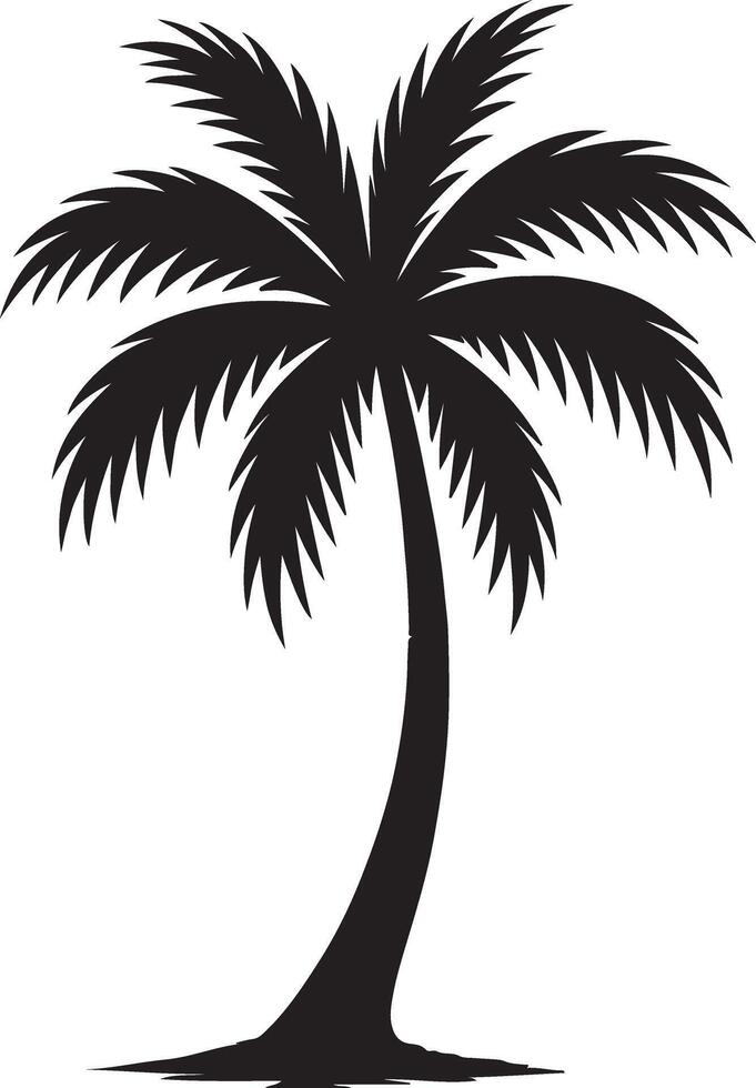Serene Silhouette of a Lone Palm Tree Standing Tall on a Tropical Beach Under a Sunny Sky vector
