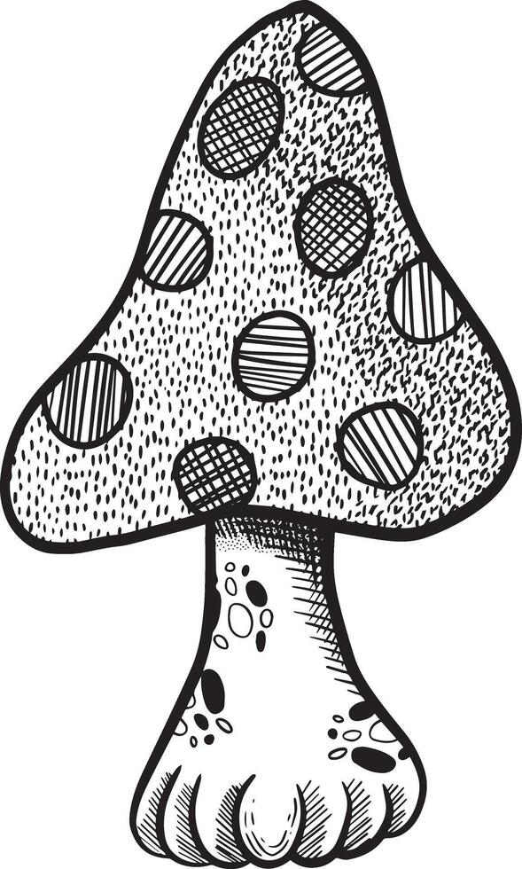 An enchanting and whimsical illustration of a dotted mushroom, showcasing vibrant colors vector