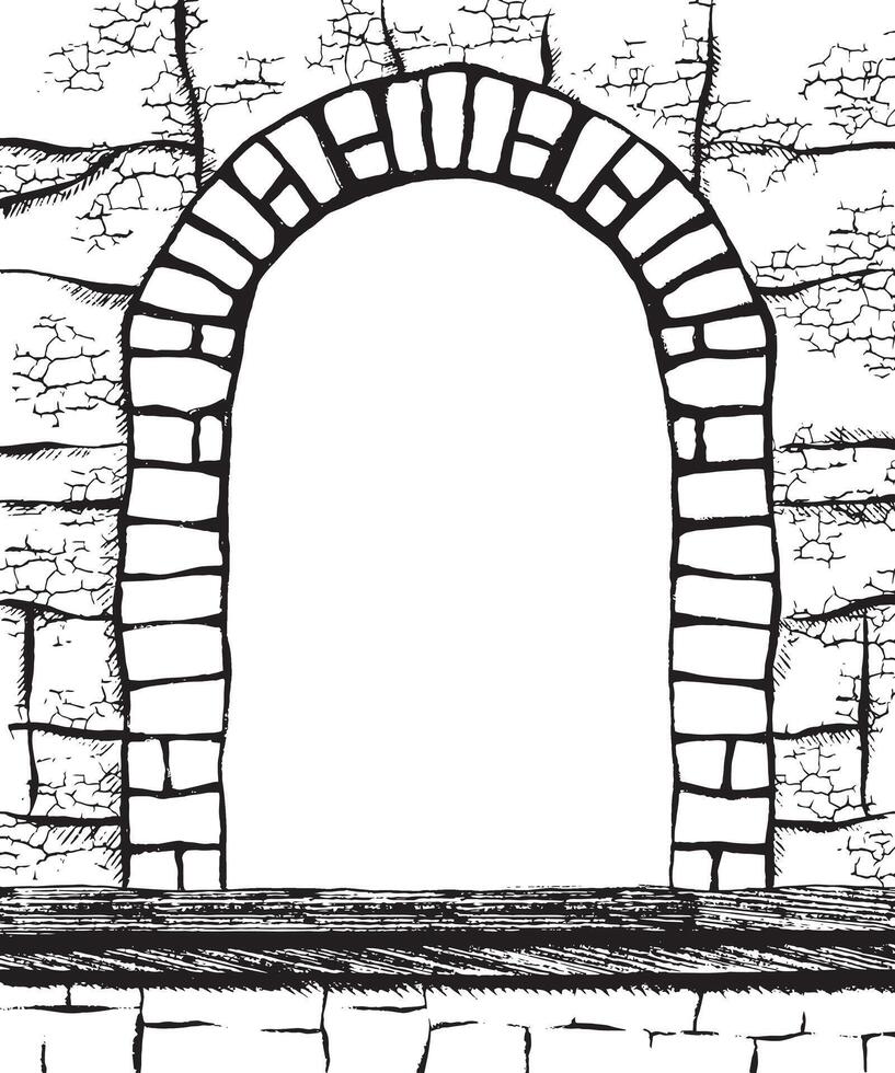 An Illustration of a Blank Archway Featuring Attractive Stone Textures and Details vector