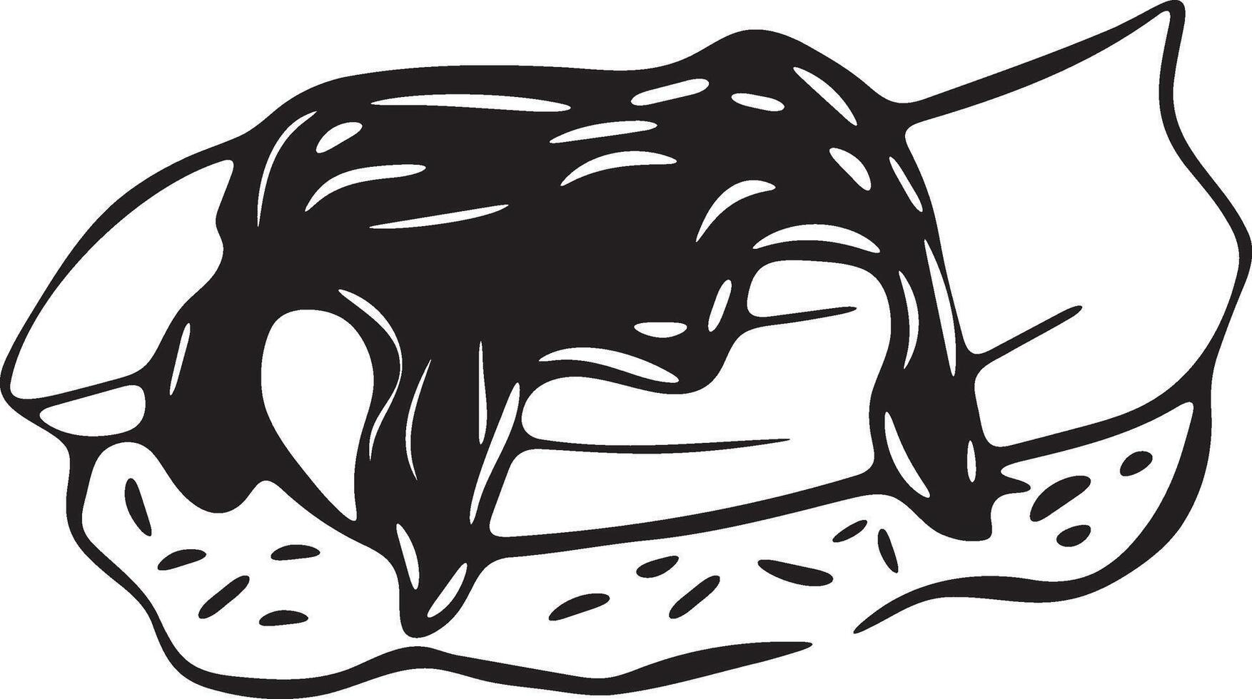 A black and white drawing of a banana with chocolate vector