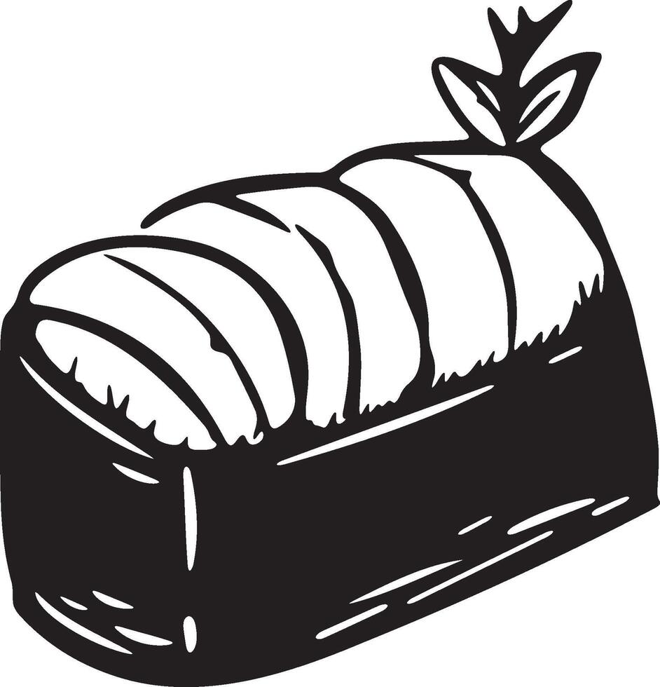 A black and white illustration of a loaf of bread vector