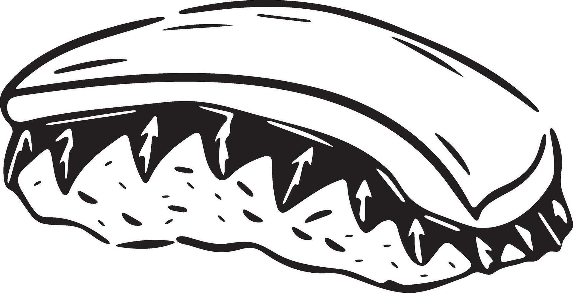 A black and white drawing of a shark vector