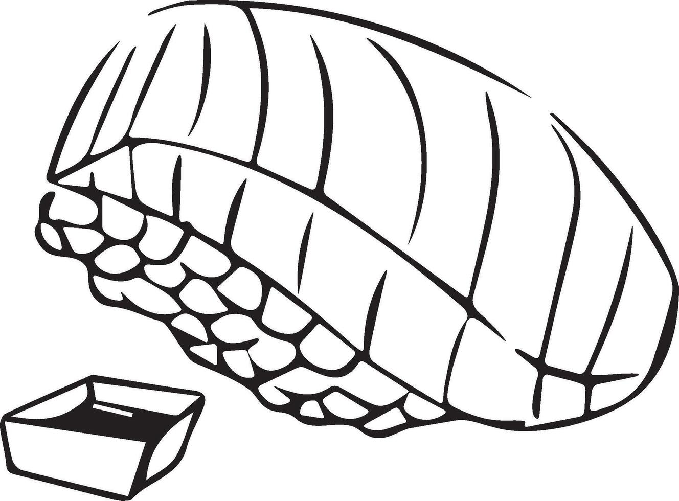 A black and white drawing of a sushi roll vector