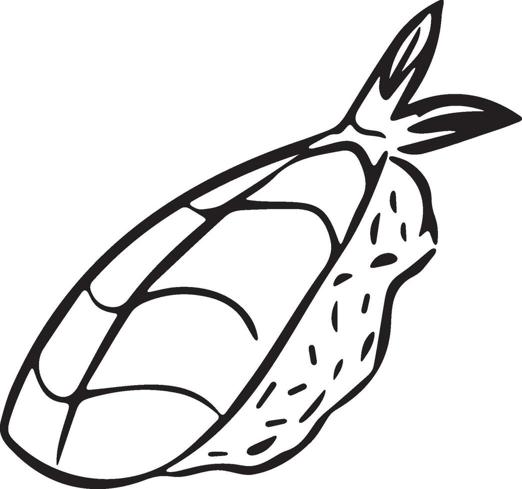 A black and white drawing of a shellfish vector