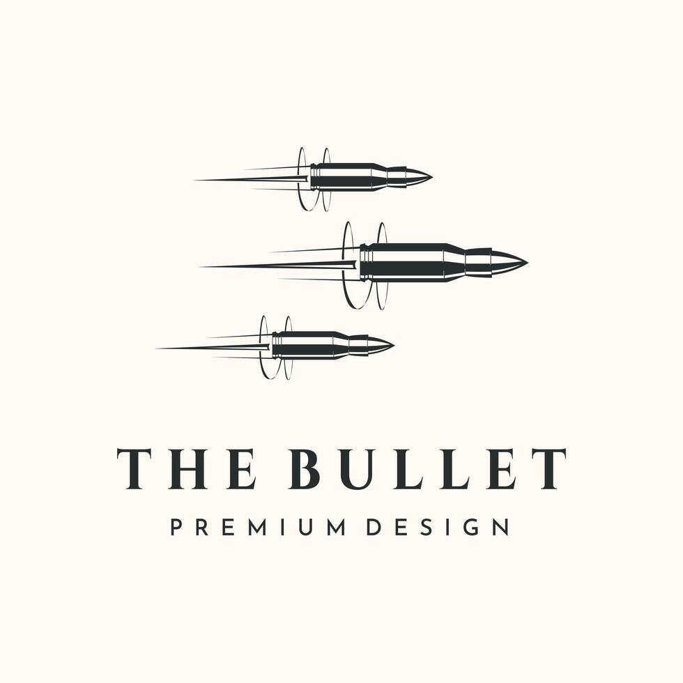 flying bullets vintage logo minimalist illustration design, bullets shot logo design vector