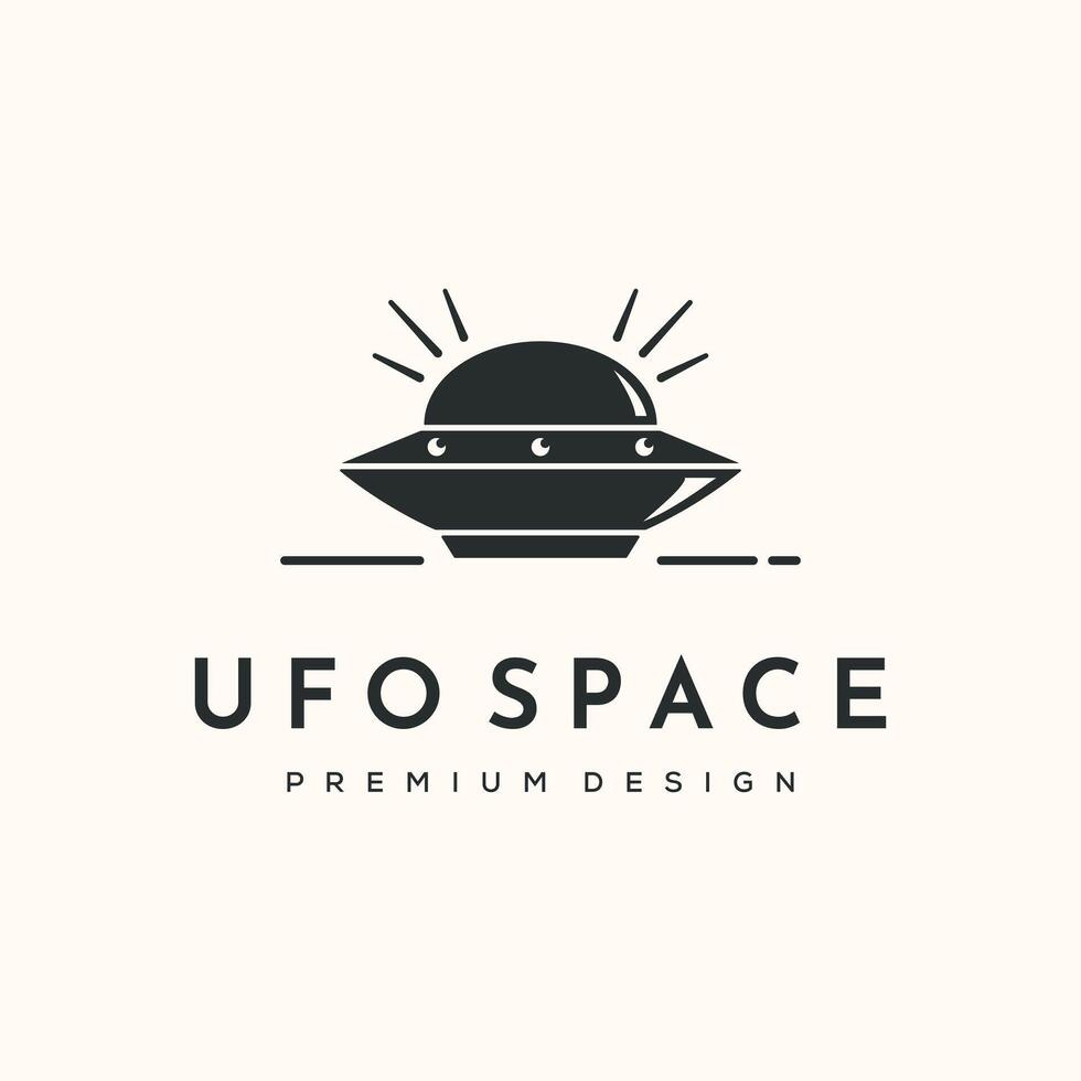 Retro Sunburst UFO vintage logo minimalist illustration design, UFO with a radiating sunburst element symbol design vector