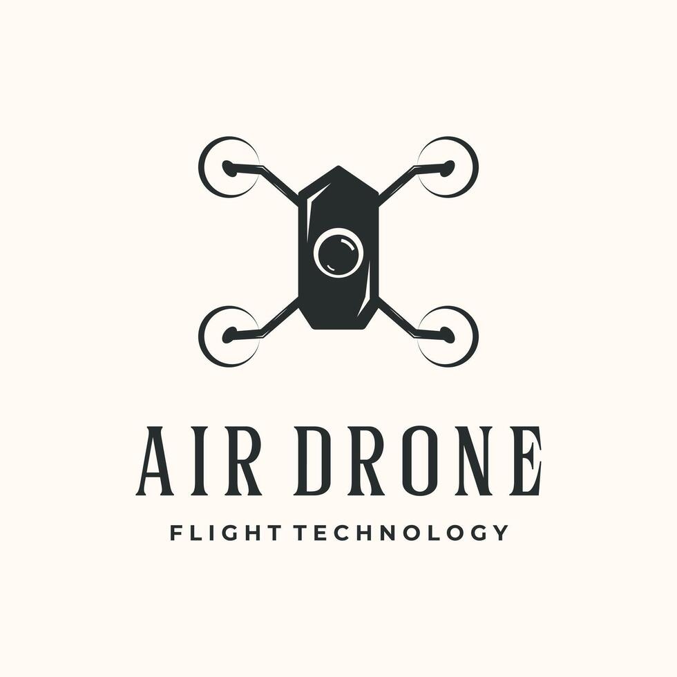 air drone vintage logo minimalist illustration design, fly drone logo design vector