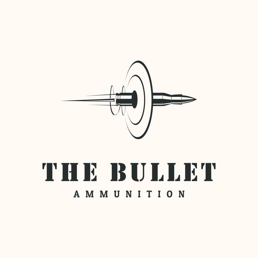 the bullet gunfire vintage logo minimalist illustration design, bullet through on target logo design vector