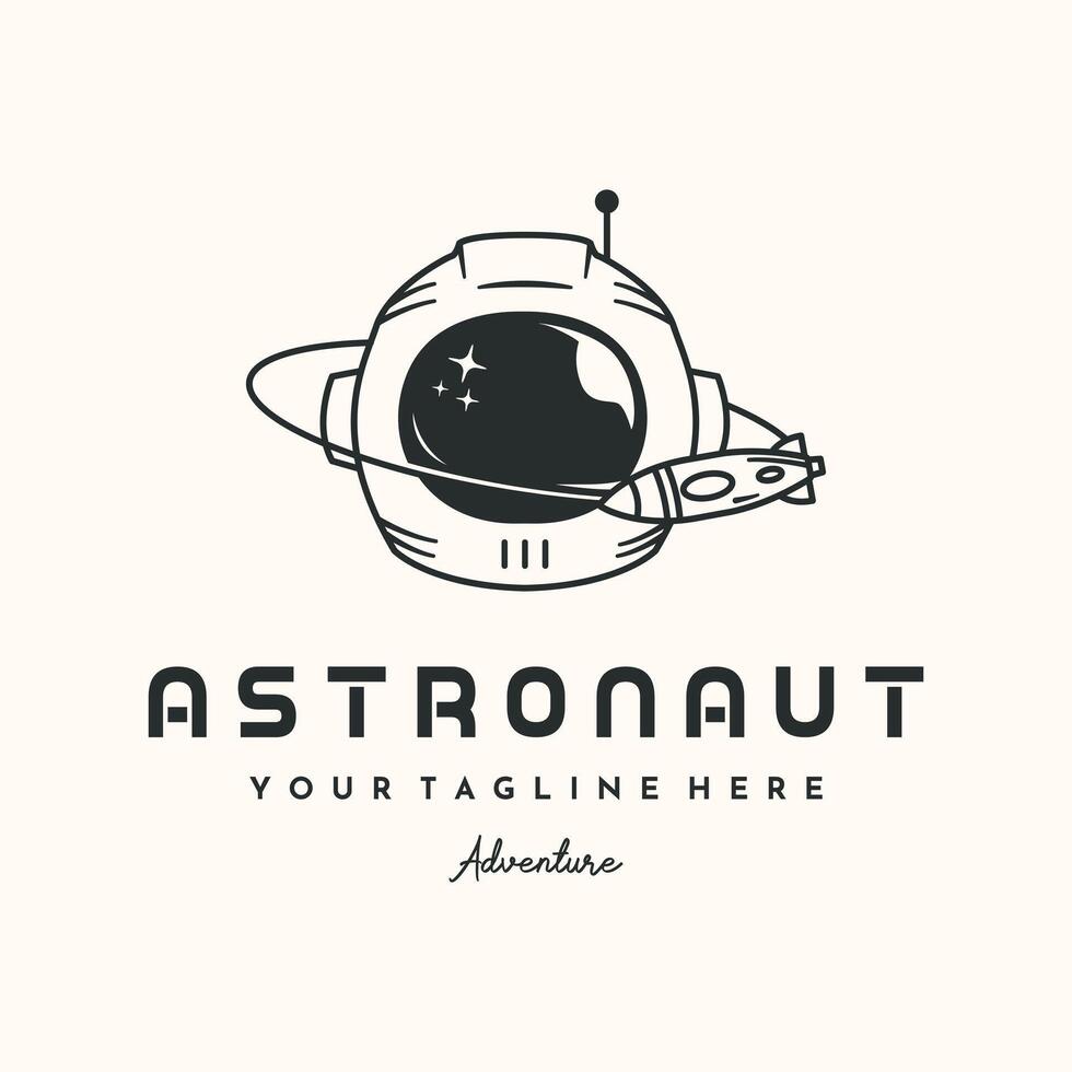 Astronaut helmet logo design illustration minimalist vector