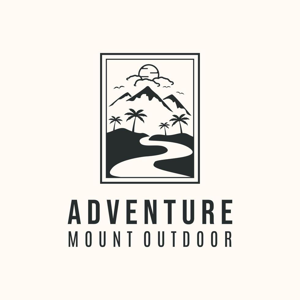 mountain nature view vintage logo illustration design minimalist vector