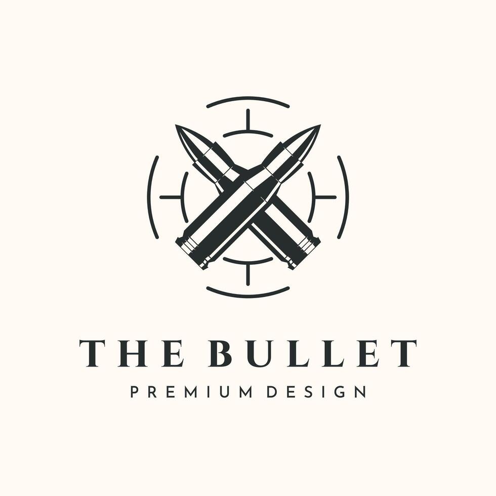 Bullet fire gun icon logo design vintage illustration minimalist vector
