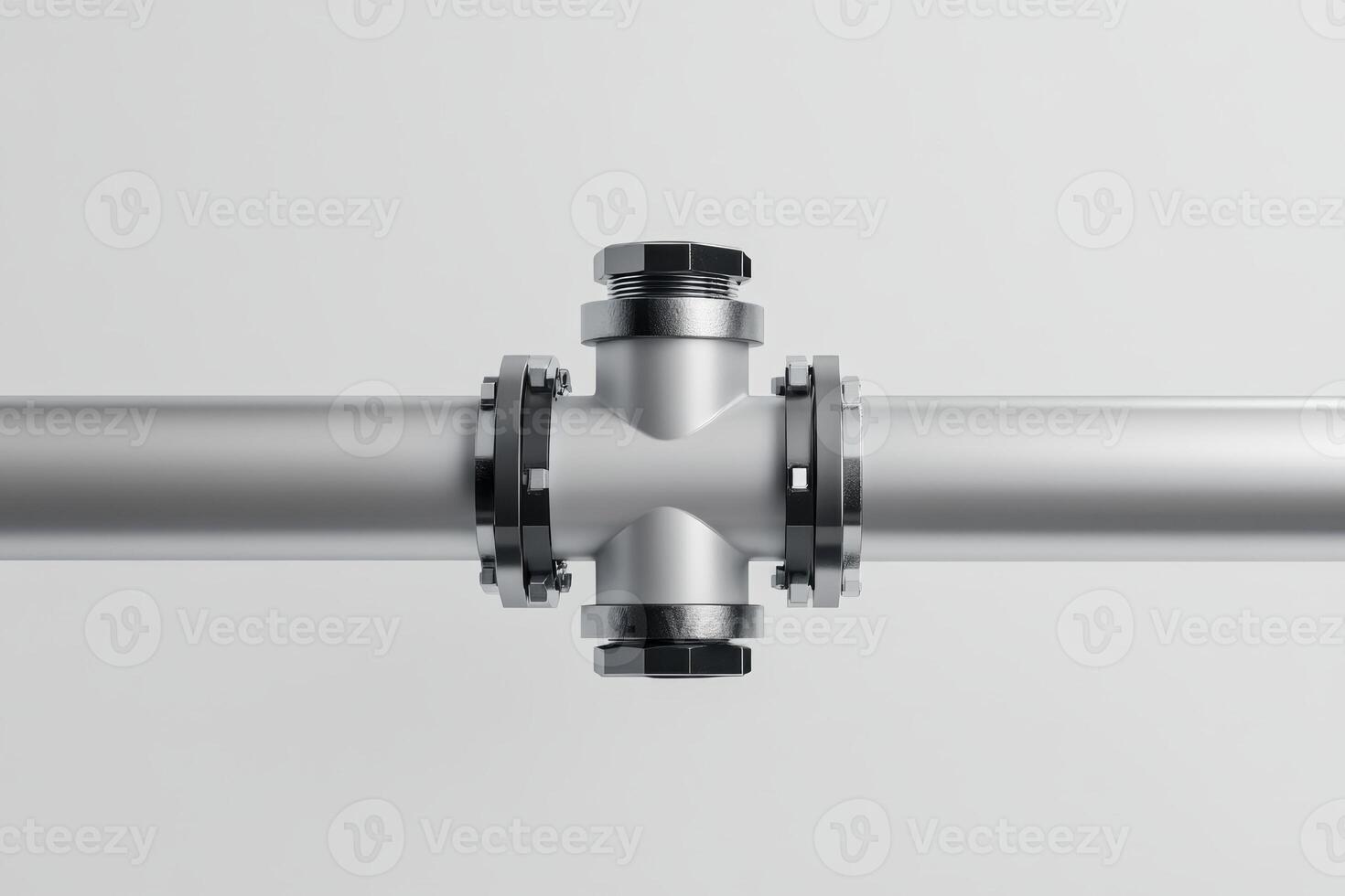 Industrial metal pipe connection in a modern setting showcasing engineering design and functionality for plumbing applications photo