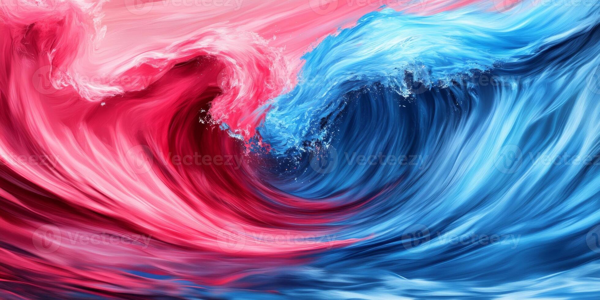 Dynamic clash of pink and blue waves creating a mesmerizing abstract ocean effect photo
