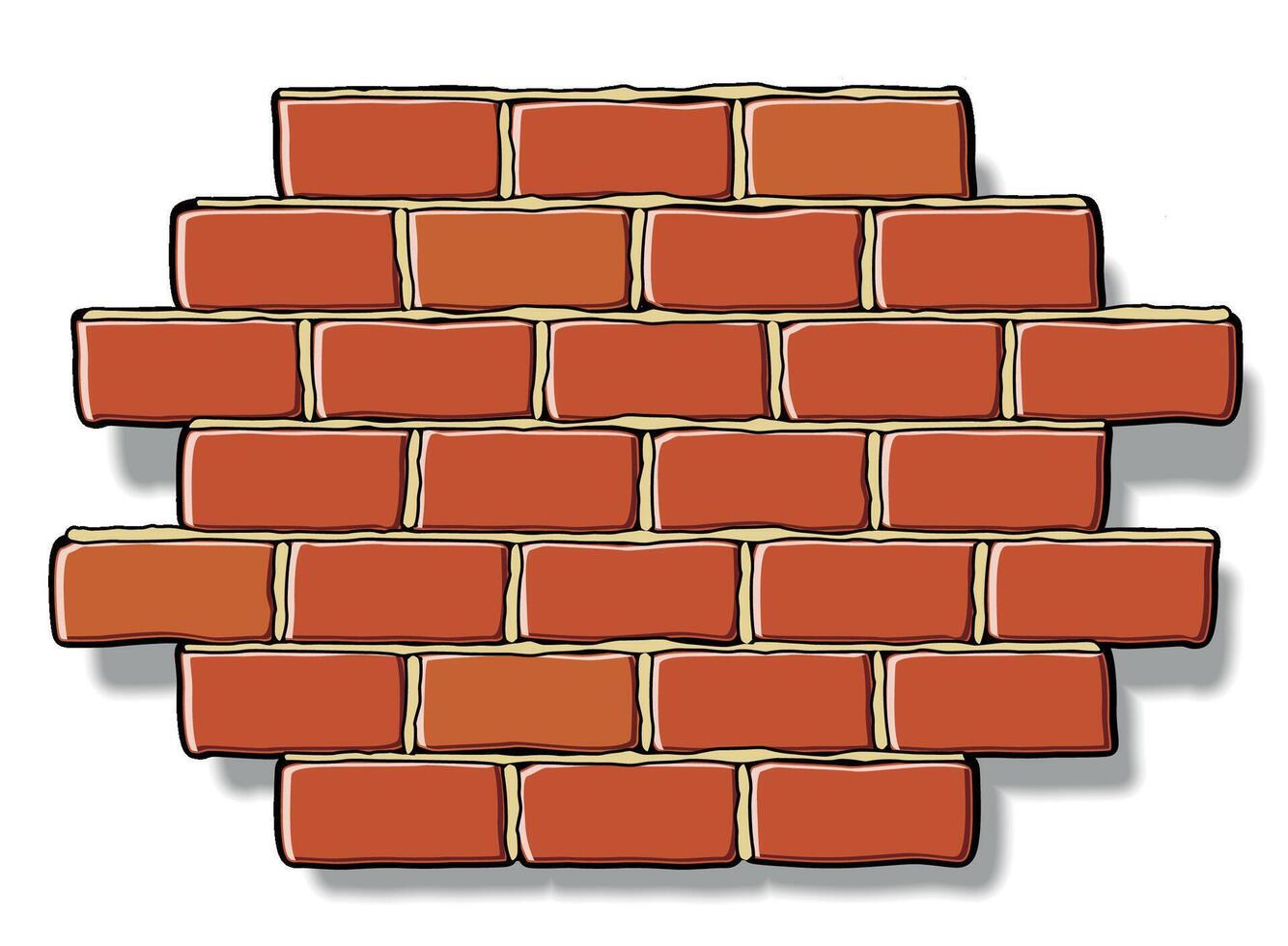 cartoon red brick wall fragment vector