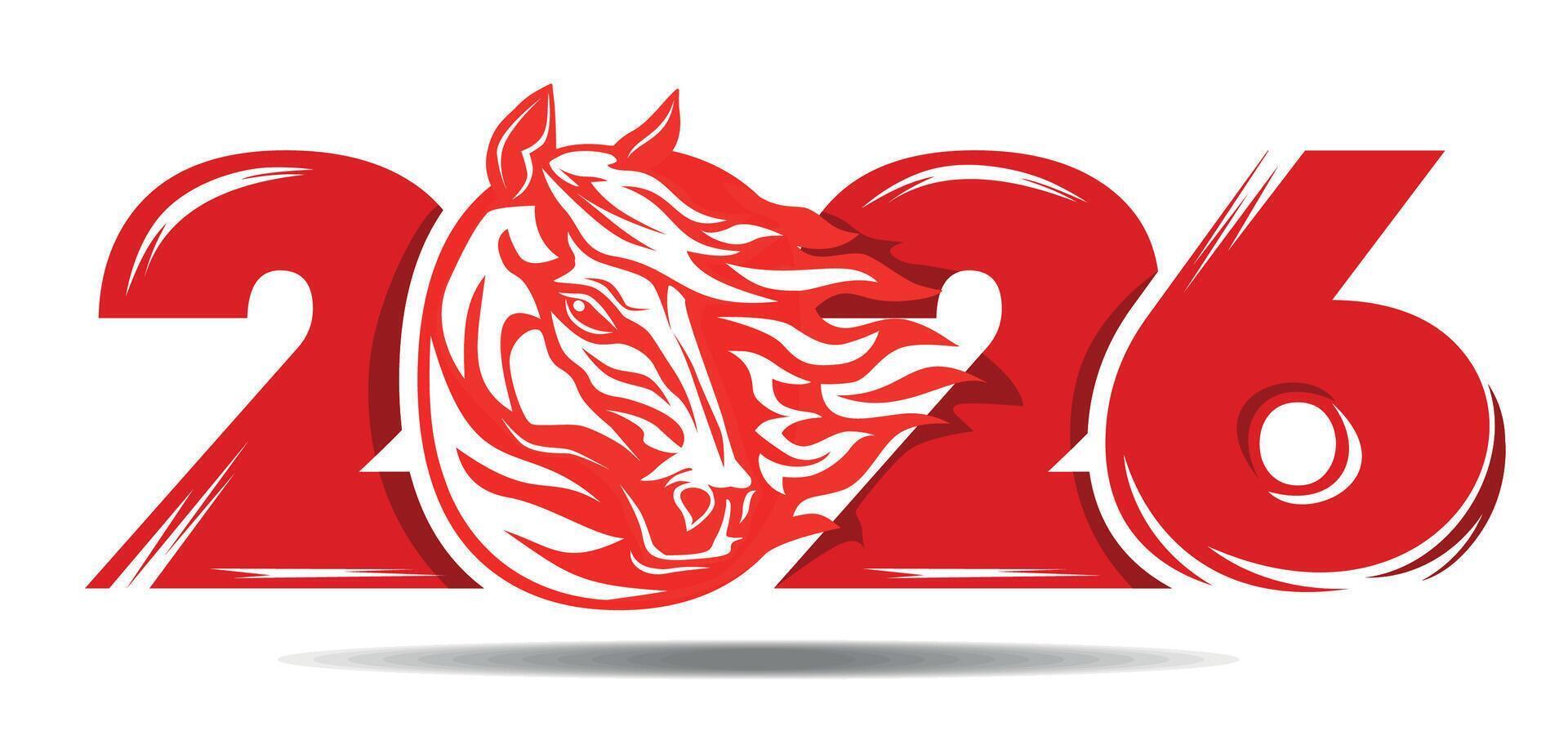 2026 fire horse year logo vector