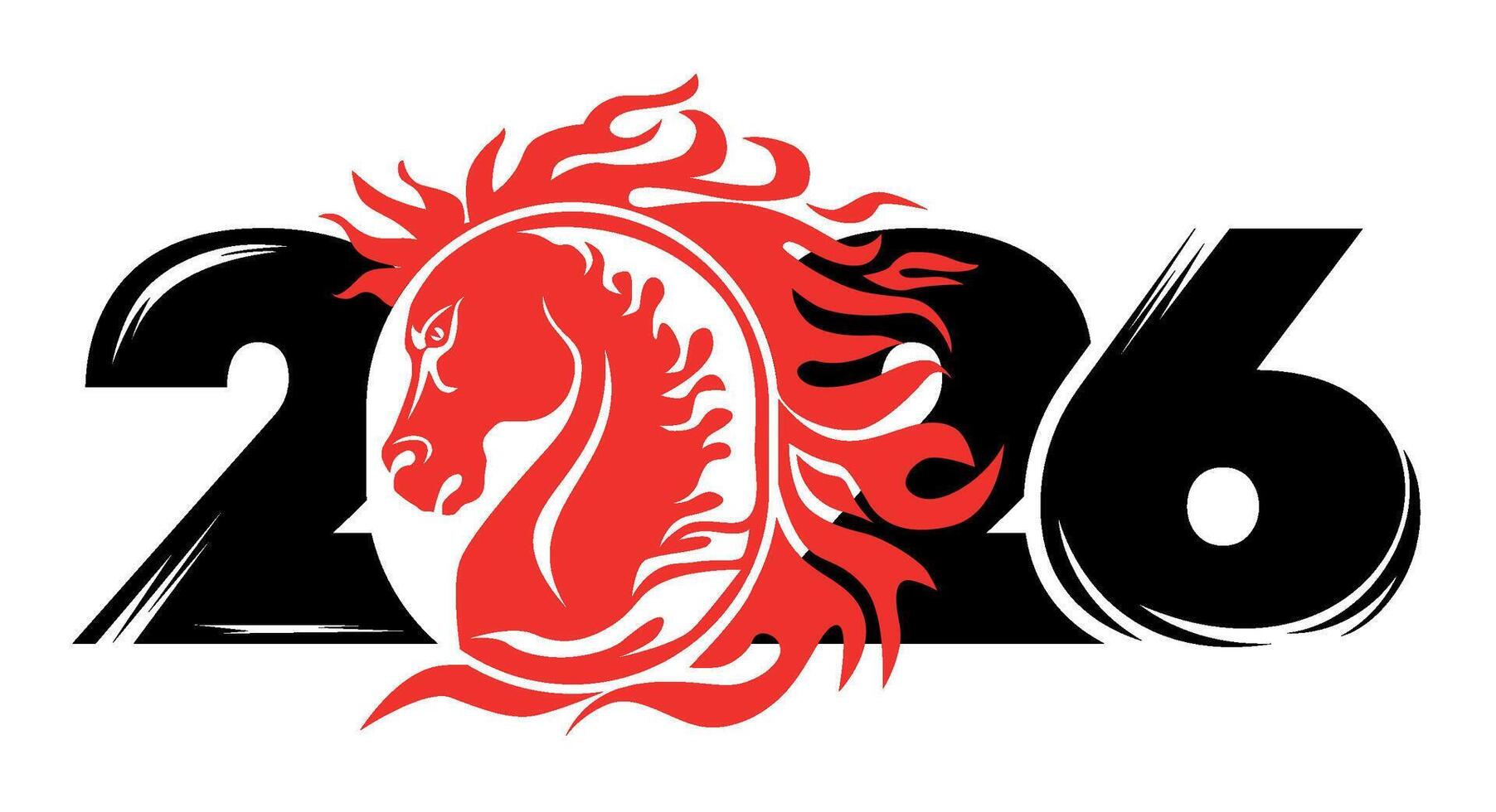2026 red fire horse year logo vector