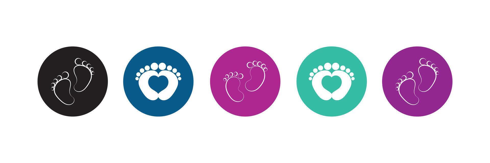 Baby feet sign. Set icons colorful. Illustration. vector