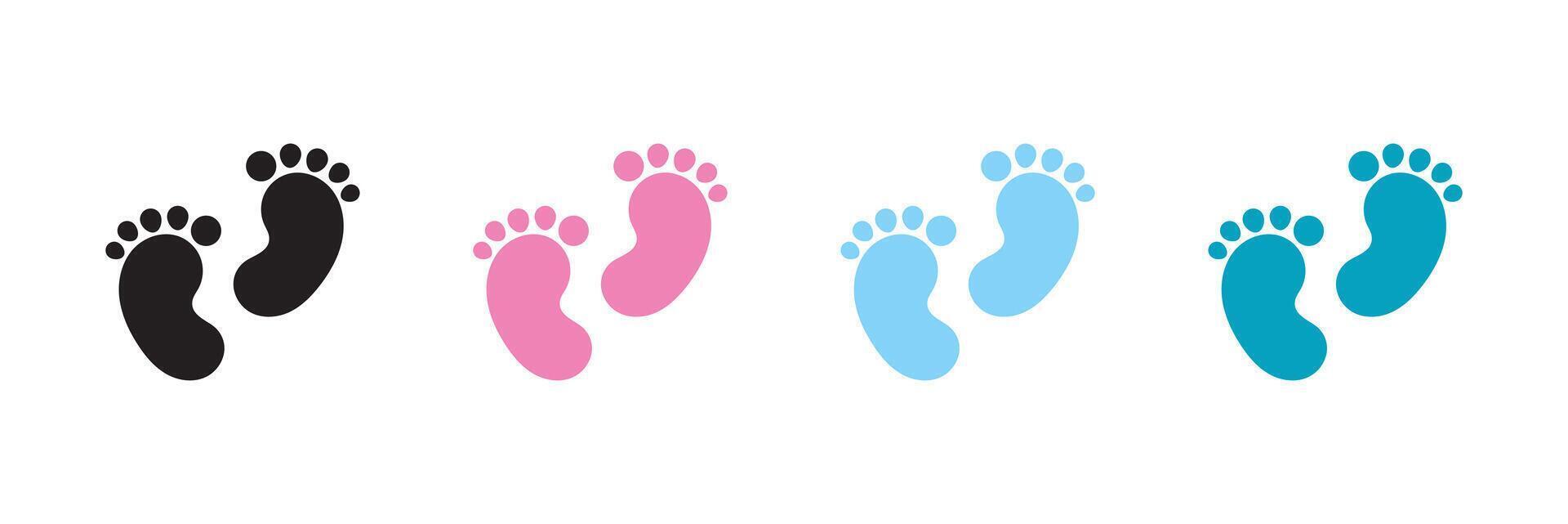 New born baby feet icon. Baby feet icon set with flat design. vector