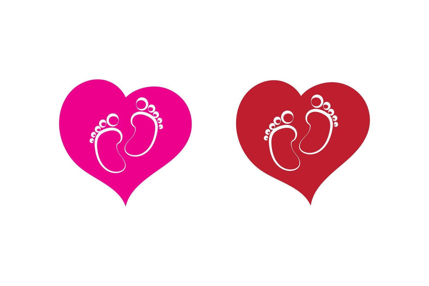colorful baby feet icon with heart shape. Baby footprints icon isolated on white background. vector